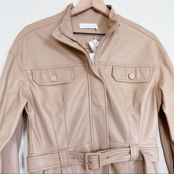 Jonathan Simkhai Katerina Vegan Leather Belted  Jumpsuit in camel size US4 - Picture 8 of 11